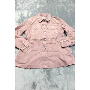 LOGO Lori Goldstein Women's Medium Vintage Rose Desert Wash Denim Jacket NWT